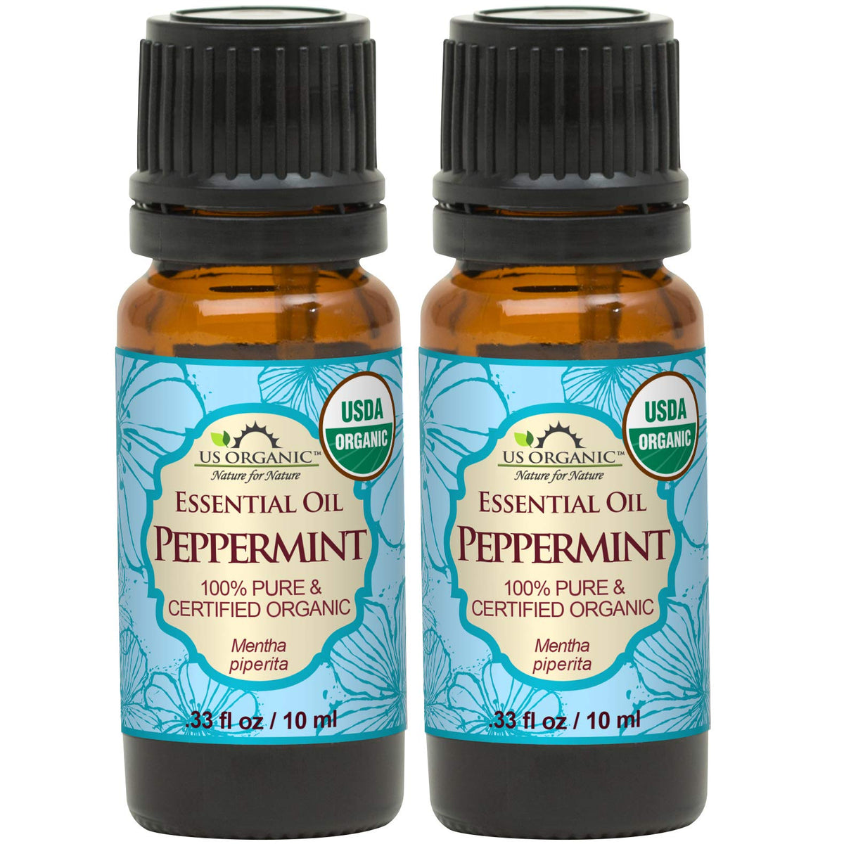 US Organic 100% Pure Peppermint Essential Oil 10 ml front view