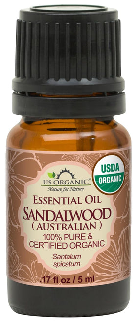 US Organic 100% Pure Sandalwood Essential Oil 5ml bottle front view
