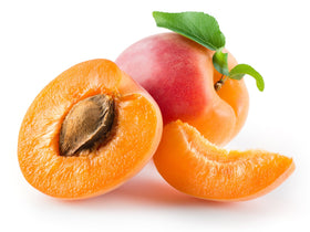 US Organic Apricot Kernel Oil 2 oz bottle on a wooden table