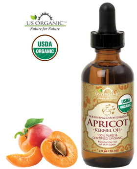 US Organic Apricot Kernel Oil 2 oz side view showing label