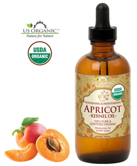 US Organic Apricot Kernel Oil 4 oz bottle side view