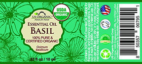 US Organic Basil Essential Oil packaging and dropper