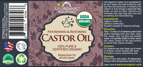US Organic Castor Oil 4 oz bottle side view