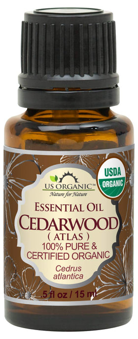US Organic Cedarwood Essential Oil 15ml bottle front view