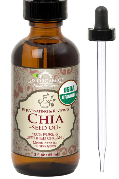 US Organic Chia Seed Oil amber glass bottle with eyedropper
