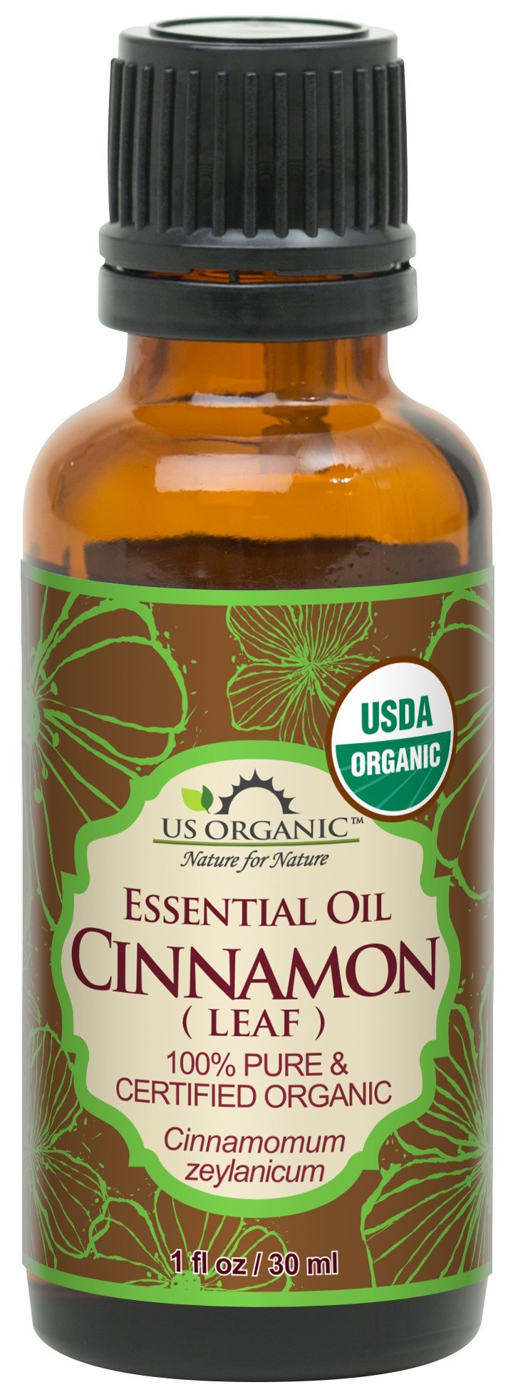 US Organic Cinnamon Leaf Essential Oil 30ml bottle front view