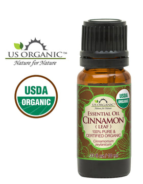 US Organic Cinnamon Leaf Essential Oil bottle side view