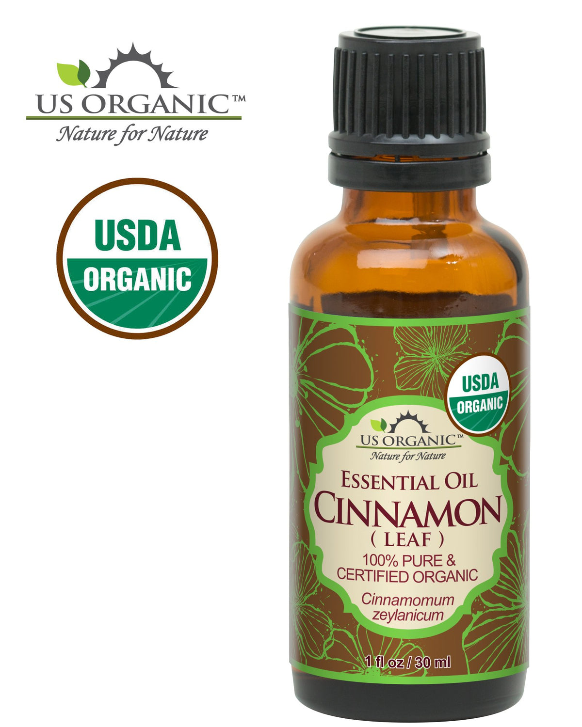 US Organic Cinnamon Leaf Essential Oil packaging