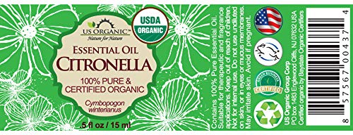 US Organic Citronella Essential Oil 15 ml back view