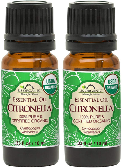 US Organic Citronella Essential Oil front view, 10ml bottles