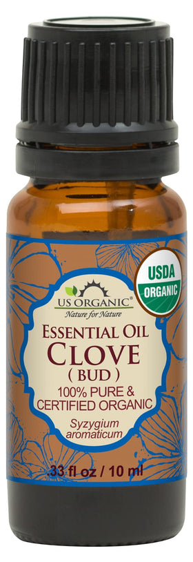 US Organic Clove Bud Essential Oil 10ml bottle front view