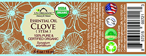 US Organic Clove Stem Essential Oil 15ml bottle side view