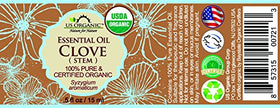 US Organic Clove Stem Essential Oil 15ml bottle side view