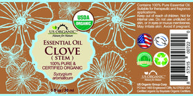 US Organic Clove Stem Essential Oil 30ml bottle with label