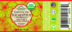 US Organic Eucalyptus Essential Oil 10ml bottle with dropper