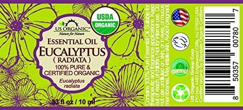 US Organic Eucalyptus Essential Oil 10ml packaging side view
