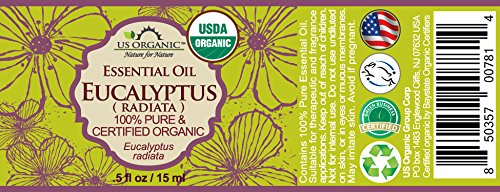 US Organic Eucalyptus Essential Oil 15ml bottle with dropper