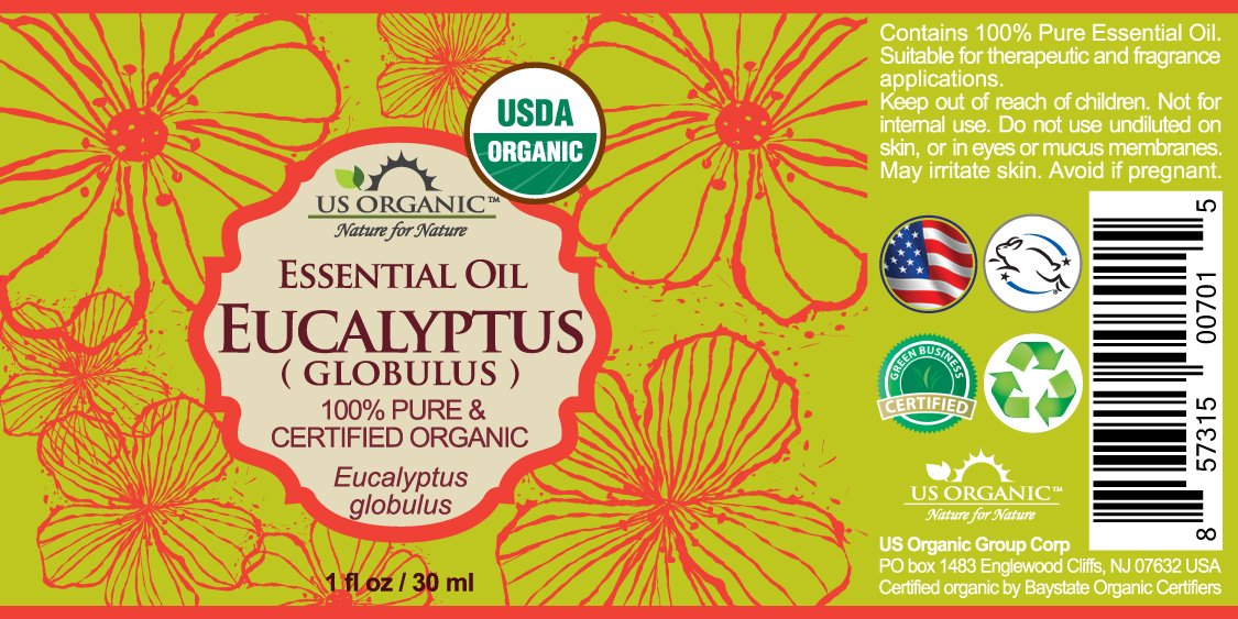 US Organic Eucalyptus Essential Oil 30ml bottle back view
