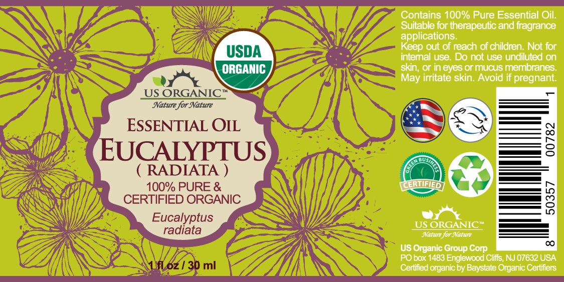 US Organic Eucalyptus Essential Oil 30ml bottle with dropper
