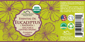 US Organic Eucalyptus Essential Oil 30ml bottle with dropper