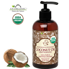 US Organic Fractionated Coconut MCT Oil 8 oz bottle back view