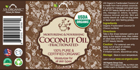 US Organic Fractionated Coconut MCT Oil 8 oz bottle side view