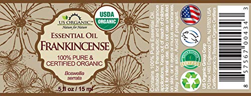 US Organic Frankincense Essential Oil 15ml bottle back view