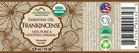 US Organic Frankincense Essential Oil 15ml bottle back view