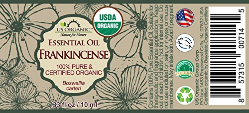 US Organic Frankincense Essential Oil bottle with dropper