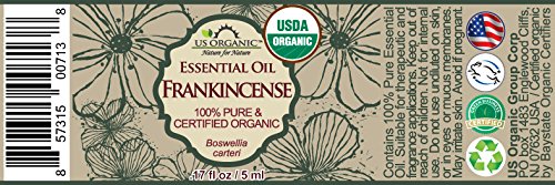 US Organic Frankincense Essential Oil bottle with label