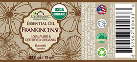 US Organic Frankincense Essential Oil packaging side view