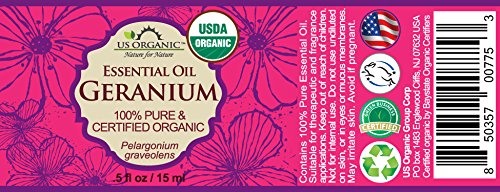 US Organic Geranium Essential Oil bottle with dropper