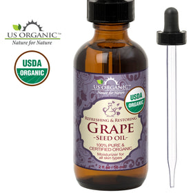 US Organic Grape Seed Oil glass dropper close-up