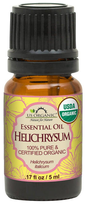 US Organic Helichrysum Essential Oil 5ml bottle front view