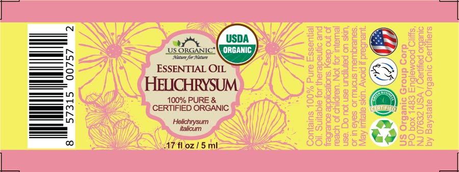 US Organic Helichrysum Essential Oil packaging side view