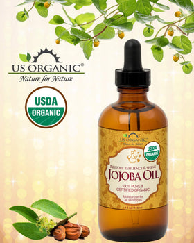 US Organic Jojoba Oil 100% Pure 4oz bottle side view
