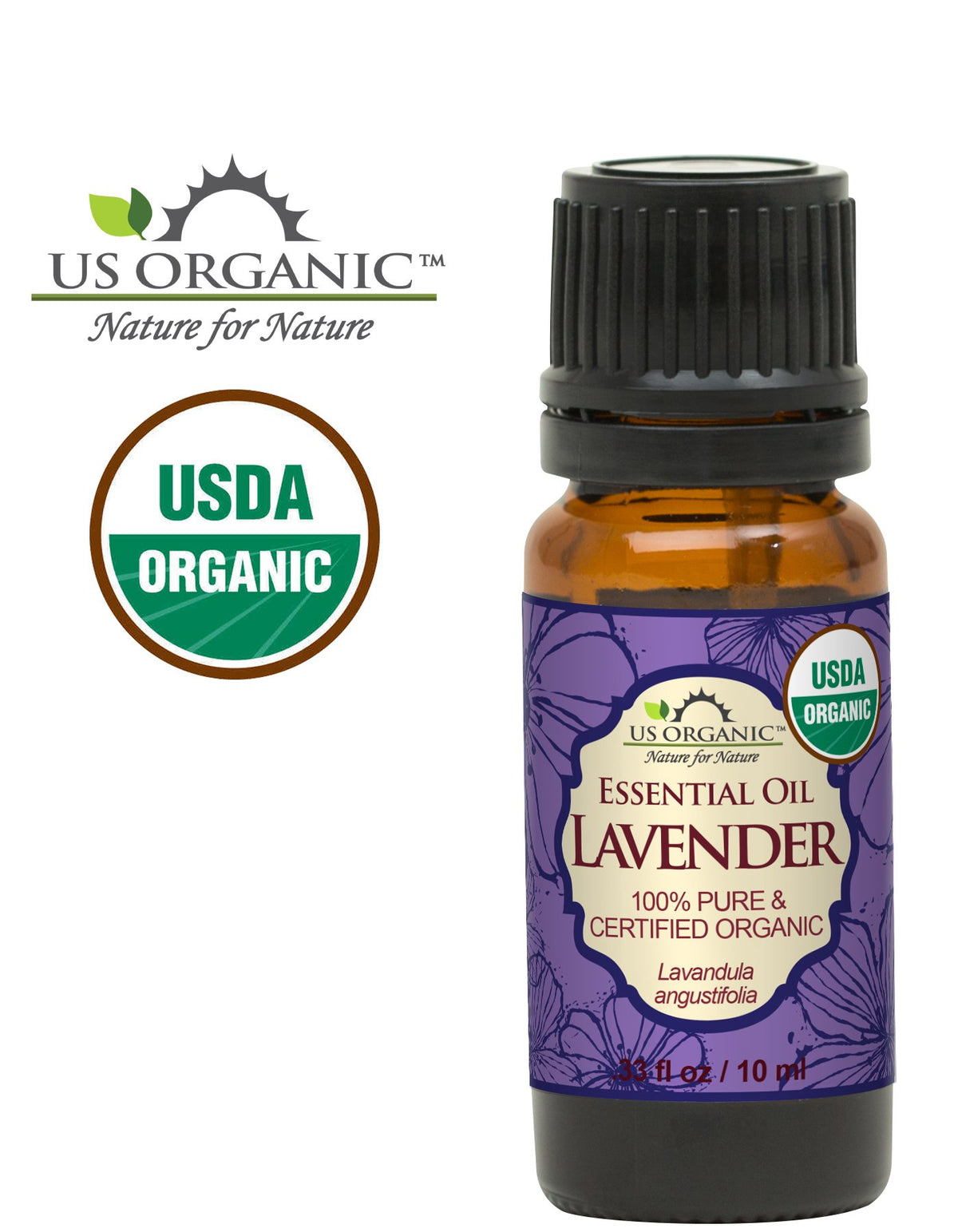 US Organic Lavender Essential Oil 10ml with dropper