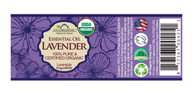 US Organic Lavender Essential Oil with floral background