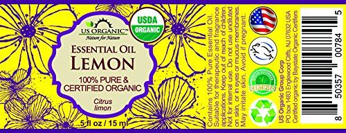 US Organic Lemon Essential Oil bottle with Euro dropper