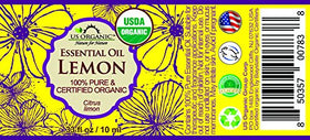 US Organic Lemon Essential Oil packaging with Euro dropper