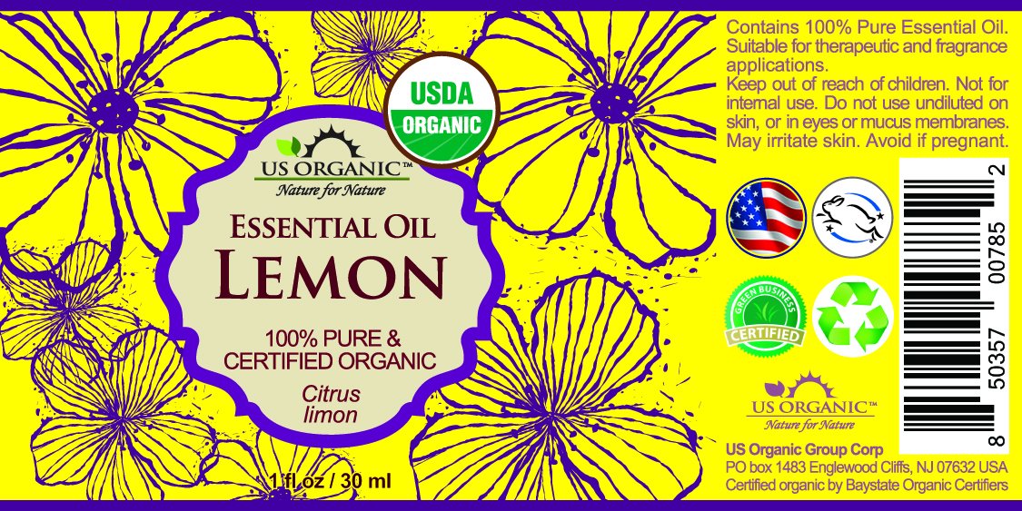 US Organic Lemon Essential Oil with Euro dropper
