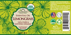 US Organic Lemongrass Essential Oil 30ml bottle side view