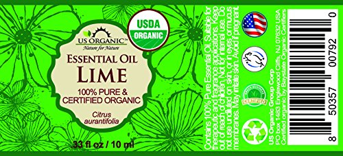 US Organic Lime Essential Oil bottle with dropper