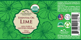 US Organic Lime Essential Oil packaging side view