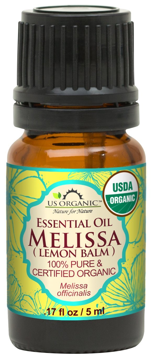US Organic Melissa Essential Oil 5 ml bottle front view