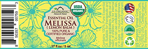 US Organic Melissa Essential Oil 5 ml bottle with Euro dropper