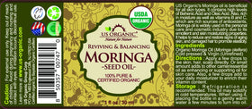 US Organic Moringa Oil bottle with label details