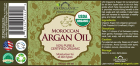 US Organic Moroccan Argan Oil label close-up