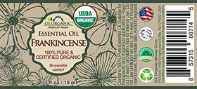 US Organic Myrrh and Frankincense Essential Oils packaging