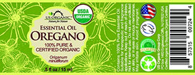 US Organic Oregano Essential Oil 15ml bottle with label